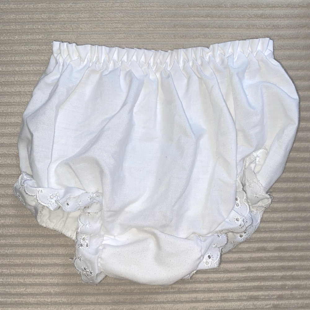 White w/ Eyelet Trim Bloomers Diaper Cover